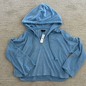 J. Crew Blue Terry cloth cropped hoodie . Sz small